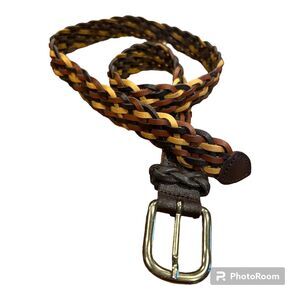 Capezio Belt Womens Sz M Braided Leather Multi-Color Cottagecore Boho western